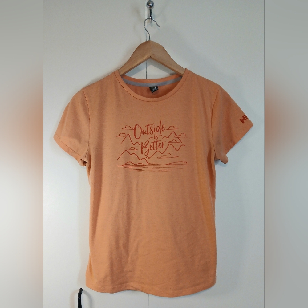 Helly Hansen Orange 'Outside is Better' Graphic Tee – Size 16 (Youth/Adult)